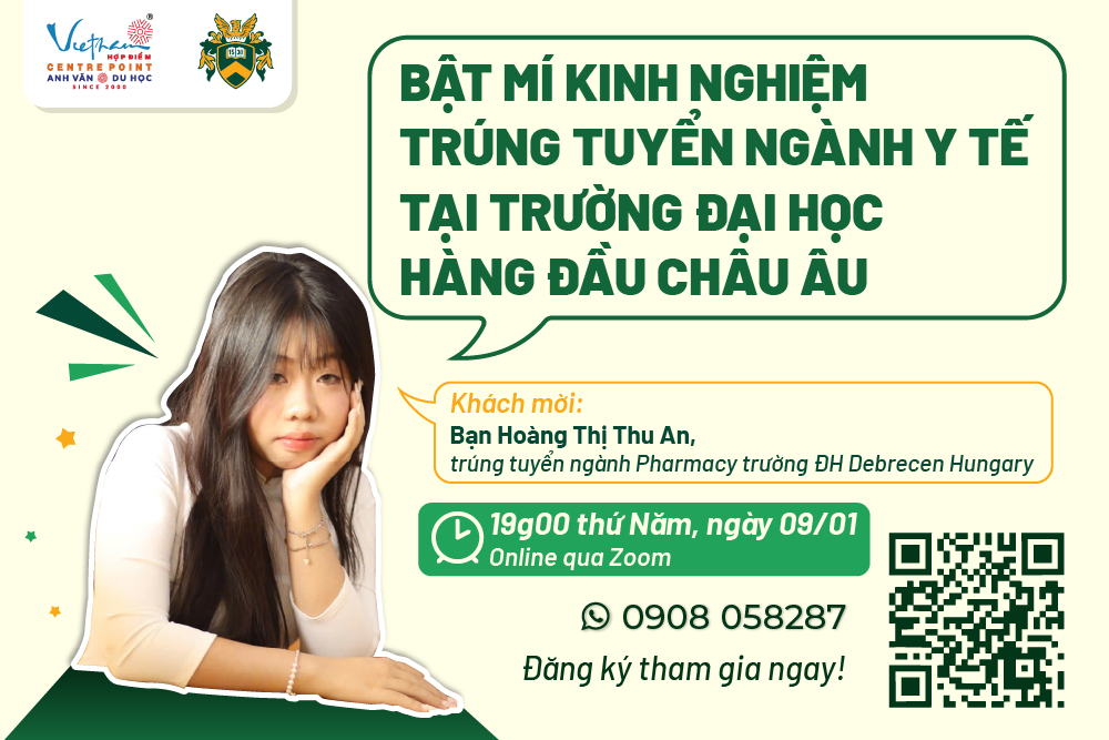 09/01/2025 | BẬT MÍ KINH NGHIỆM TRÚNG TUYỂN NGÀNH Y TẾ TẠI TRƯỜNG ĐẠI HỌC HÀNG ĐẦU CHÂU ÂU!