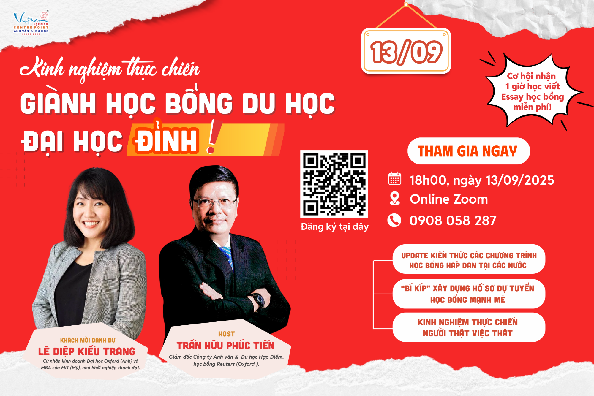 13/9: KINH NGHIỆM THỰC CHIẾN GIÀNH HỌC BỔNG DU HỌC ĐẠI HỌC "ĐỈNH"!