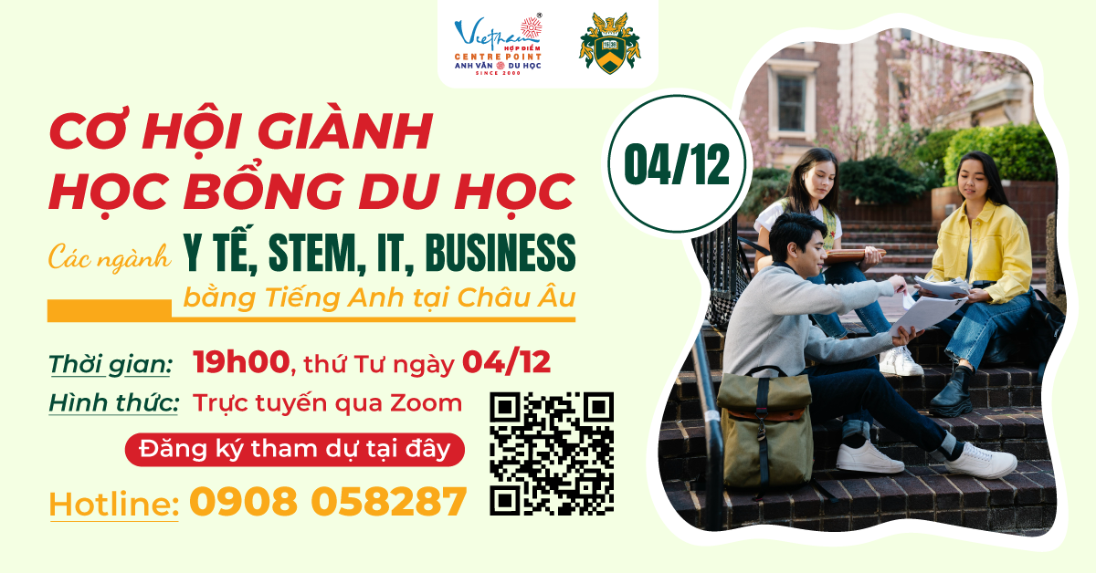 CƠ HỘI GIÀNH HỌC BỔNG DU HỌC CÁC NGÀNH Y TẾ, STEM, IT, BUSINESS BẰNG TIẾNG ANH TẠI CHÂU ÂU